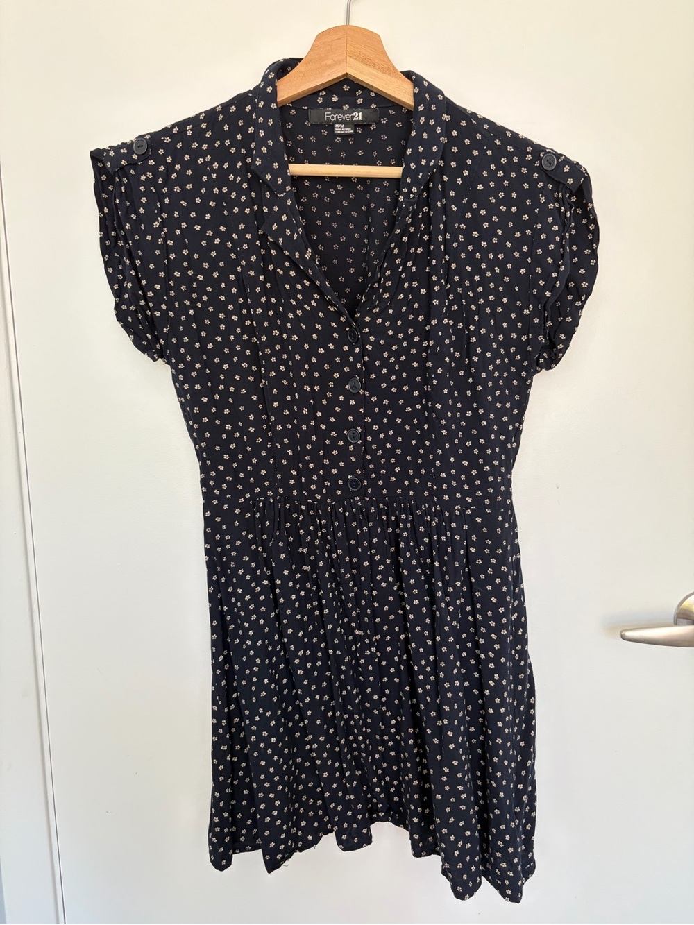 Forever 21 Navy Mini Dress with White Floral Print